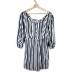 Blush Blue and Tan Striped Mini Dress Size M